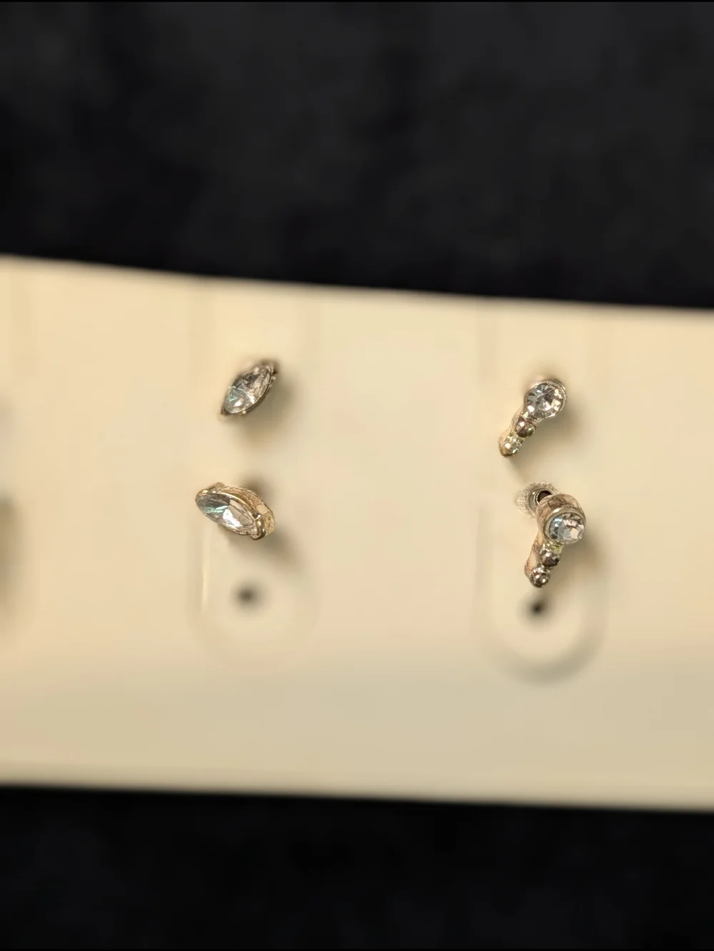 Silver Tone Oval Stud Earrings Lot Metal No Stone 4 Sets Butterfly Back Lobe